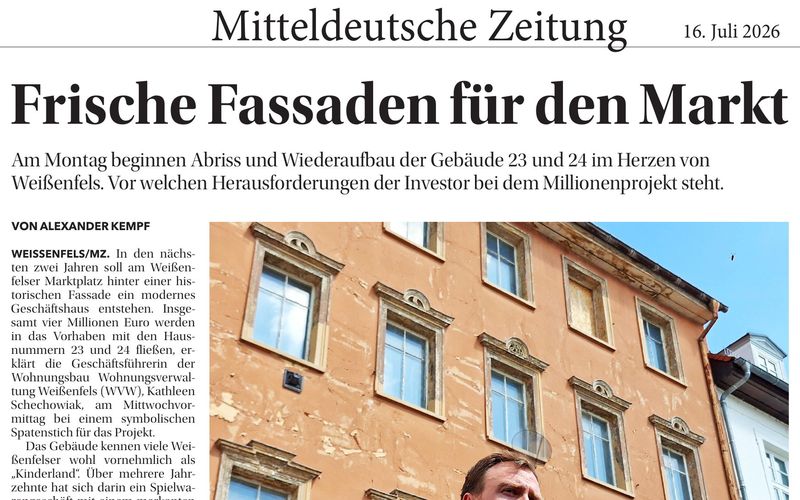 Zeitungsausschnitt: Frische Fassaden für den Markt